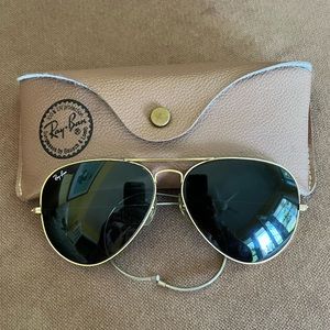Ray-Ban Gold Frame Sunglasses with Black Lenses